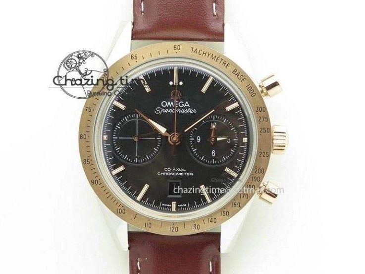 0817 Speedmaster ’57 Co-Axial RG OMF 1:1 Best Edition Black Dial On RG Bracelet A9300 (Free Leather Strap) MoistureWicking 8070